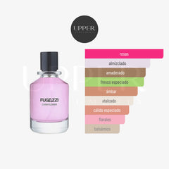 Notas olfativas de Fugazzi Cash Flower Extrait de Parfum con rosa, pimienta, madera de cachemira y sándalo