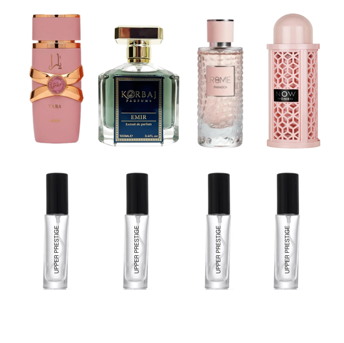 Set arabes en tendencia para mujer. Consiguelos en decants de 5, 10 y 15 ml.