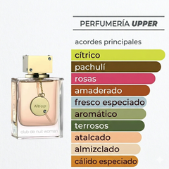 Estas son las notas olfativas de Armaf Club de Nuit Woman EDP para mujer. Encuéntralas en decants y perfume completo en PERFUMERIA UPPER.