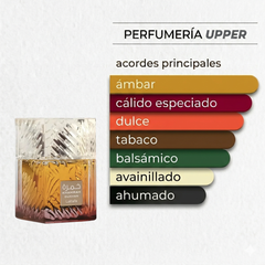 Estas son las notas olfativas de Lattafa Khamrah Dukhan unisex. Encuéntralas en decants y perfume completo en PERFUMERIA UPPER.