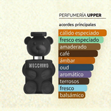 Notas olfativas de Moschino Toy Boy 2 original unisex. Encuéntralo en Perfumería Upper