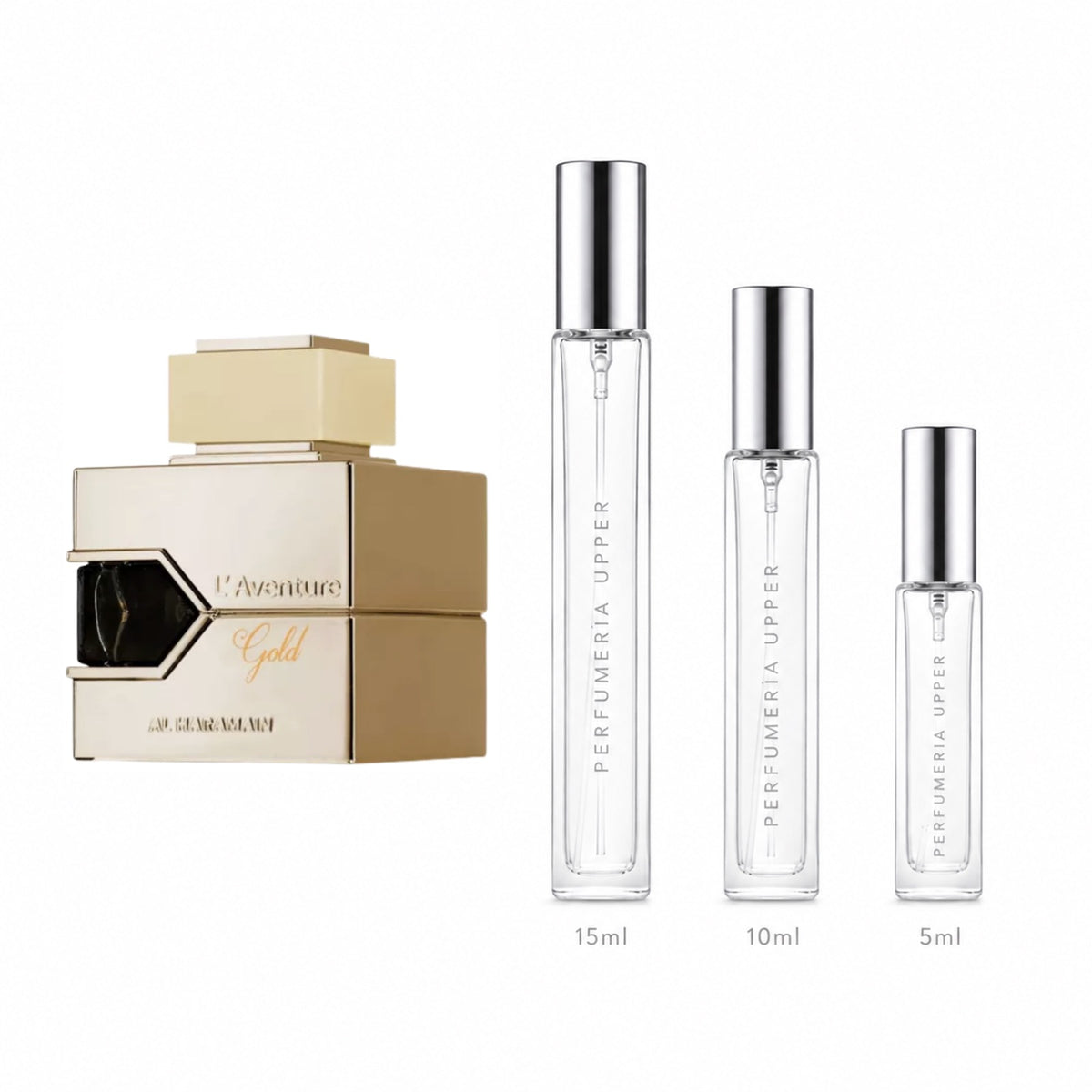 Al Haramain L’Aventure Gold Eau de Parfum decant original unisex Perfumería Upper