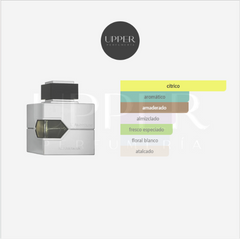 Notas olfativas de Al Haramain L'Aventure Eau de Parfum con limón, bergamota, jazmín, pachulí, almizcle y ámbar
