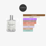 Notas olfativas de Amaran Silverado 83 Eau de Parfum con cedro de Virginia, papiro, cardamomo, violeta, sándalo y cuero