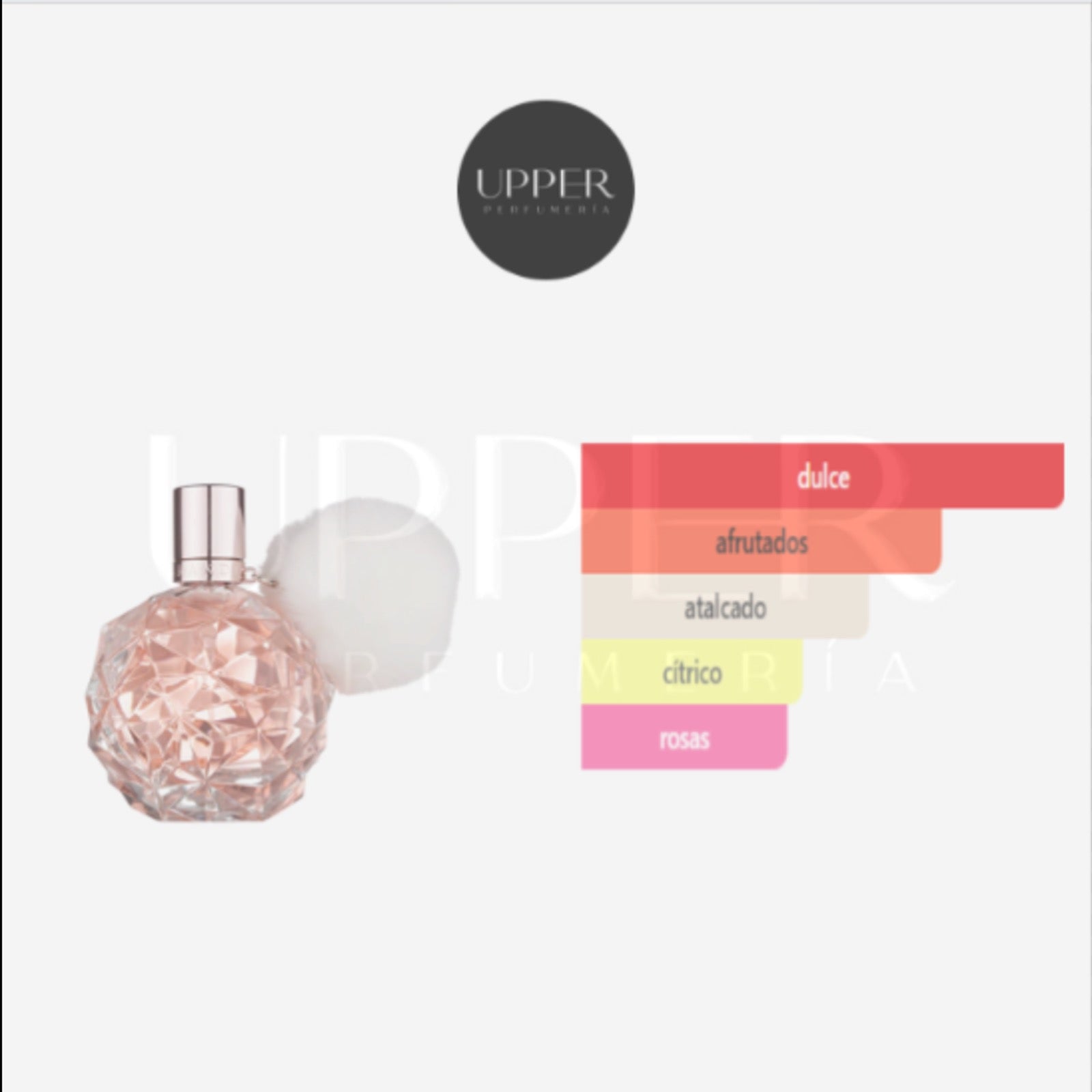 Notas olfativas de Ariana Grande Ari Eau de Parfum con pera, frambuesa, pomelo, malvavisco, vainilla y almizcle