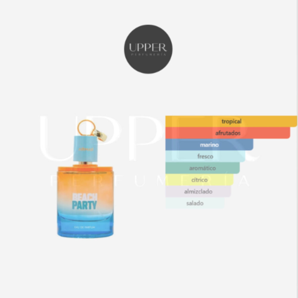 Notas olfativas de Armaf Beach Party Eau de Parfum con cítricos, frutas tropicales, coco, almizcle y maderas suaves