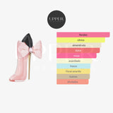Notas olfativas de Carolina Herrera Good Girl Bowtastic Eau de Parfum con almendra, jazmín sambac, cacao y haba tonka