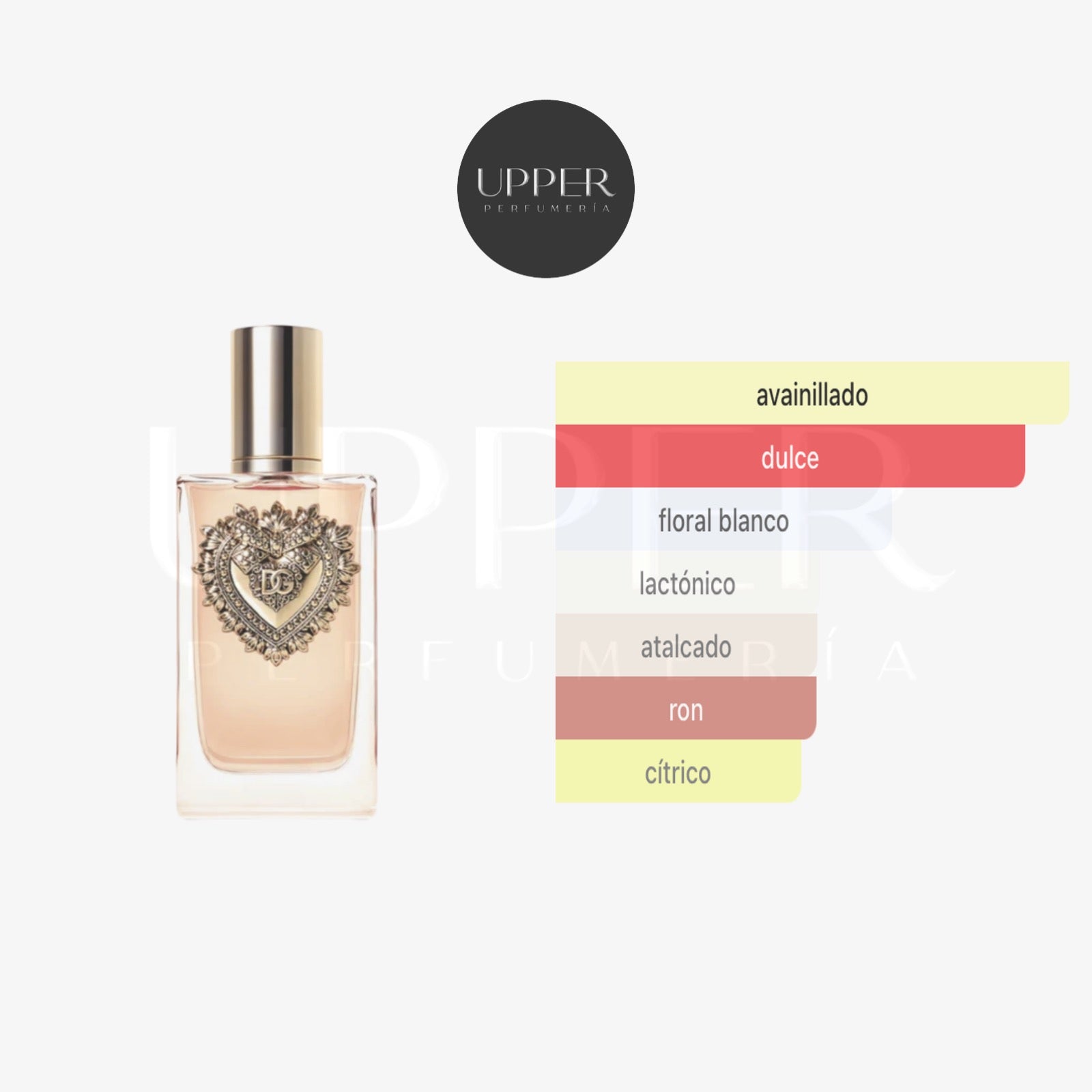 Notas olfativas de Dolce & Gabbana Devotion Eau de Parfum con limón confitado, panna cotta, flor de azahar y vainilla