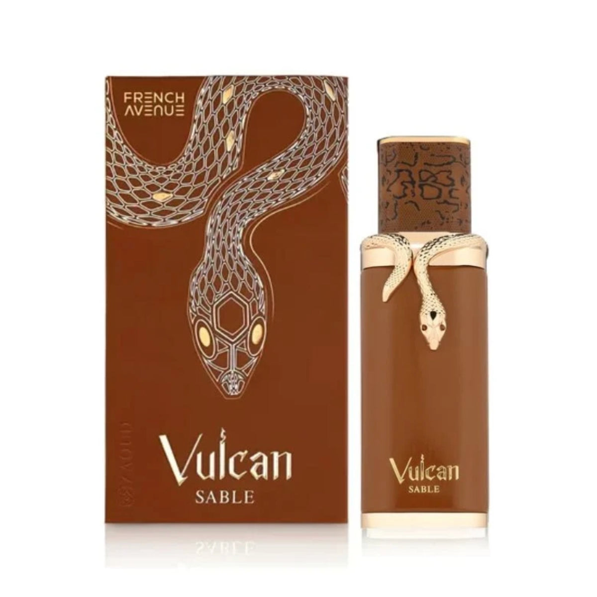 Caja original del perfume French Avenue Vulcan Sable EDP hombre.