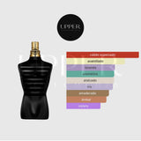 Notas olfativas de Jean Paul Gaultier Le Male Le Parfum EDP con cardamomo, lavanda, iris, vainilla, notas orientales y notas amaderadas