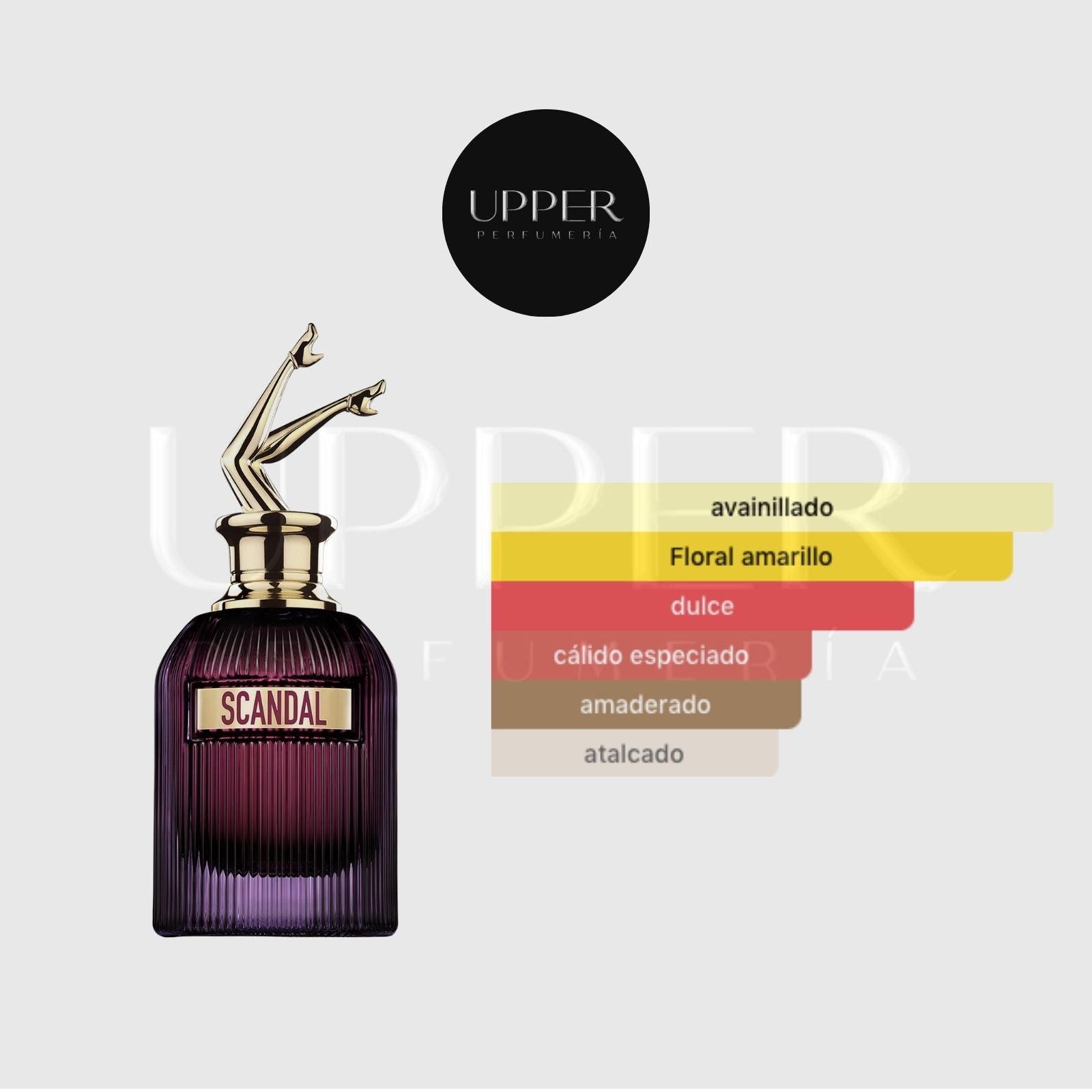 Notas olfativas de Jean Paul Gaultier Scandal Intense EDP con cardamomo, ylang-ylang y absoluto de vainilla