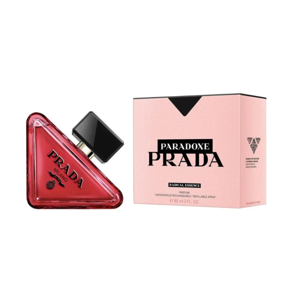 Caja original del perfume Prada Paradoxe Radical Essence Parfum para mujer.