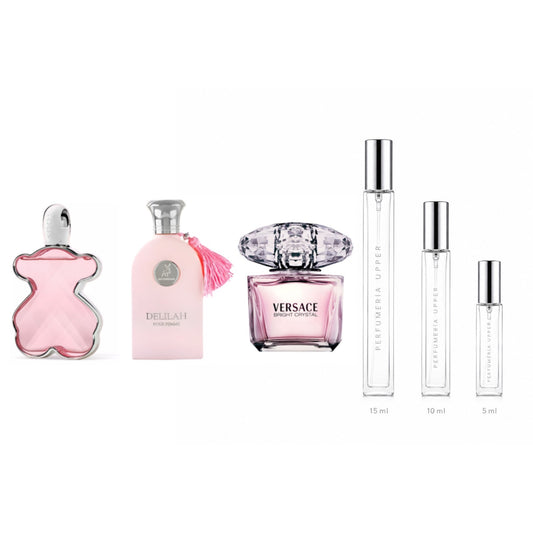 Set Decants Uso Diario Mujer con perfumes originales en presentaciones de 5 ml, 10 ml y 15 ml